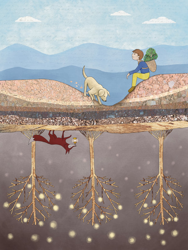 Print -"Undergrowth" - Boy and Dog