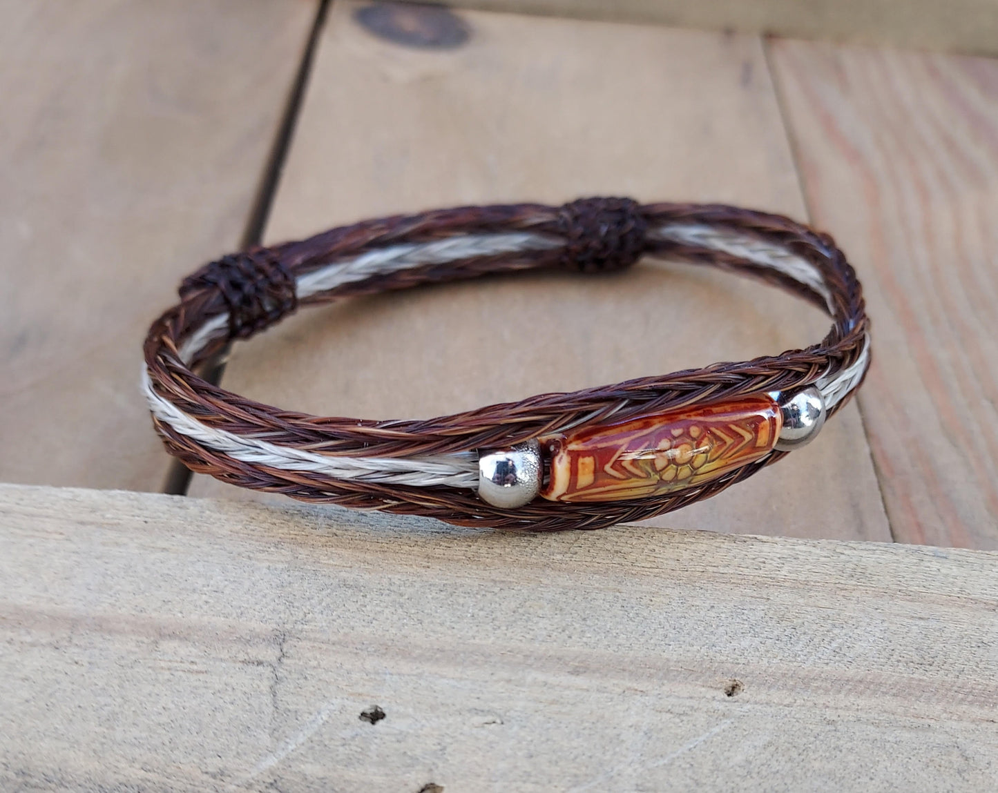 Hand Braided Horsehair Bracelet with Color Change Bead