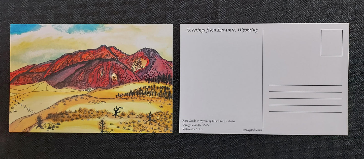 Greeting/Post Card " Voyage With me " Watercolor and Ink Drawing
