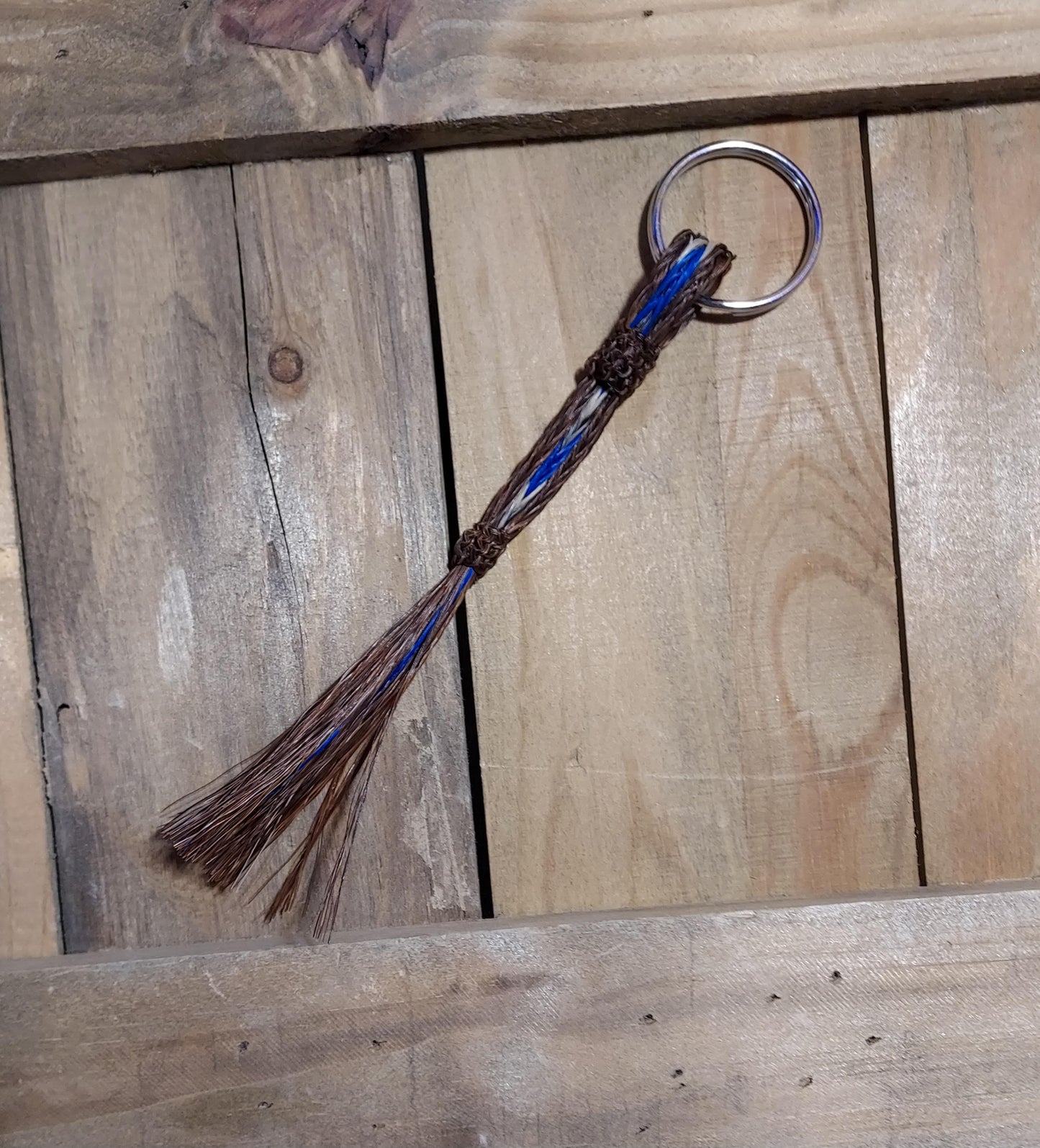 Hand Braided Horsehair Long Wide Keychain