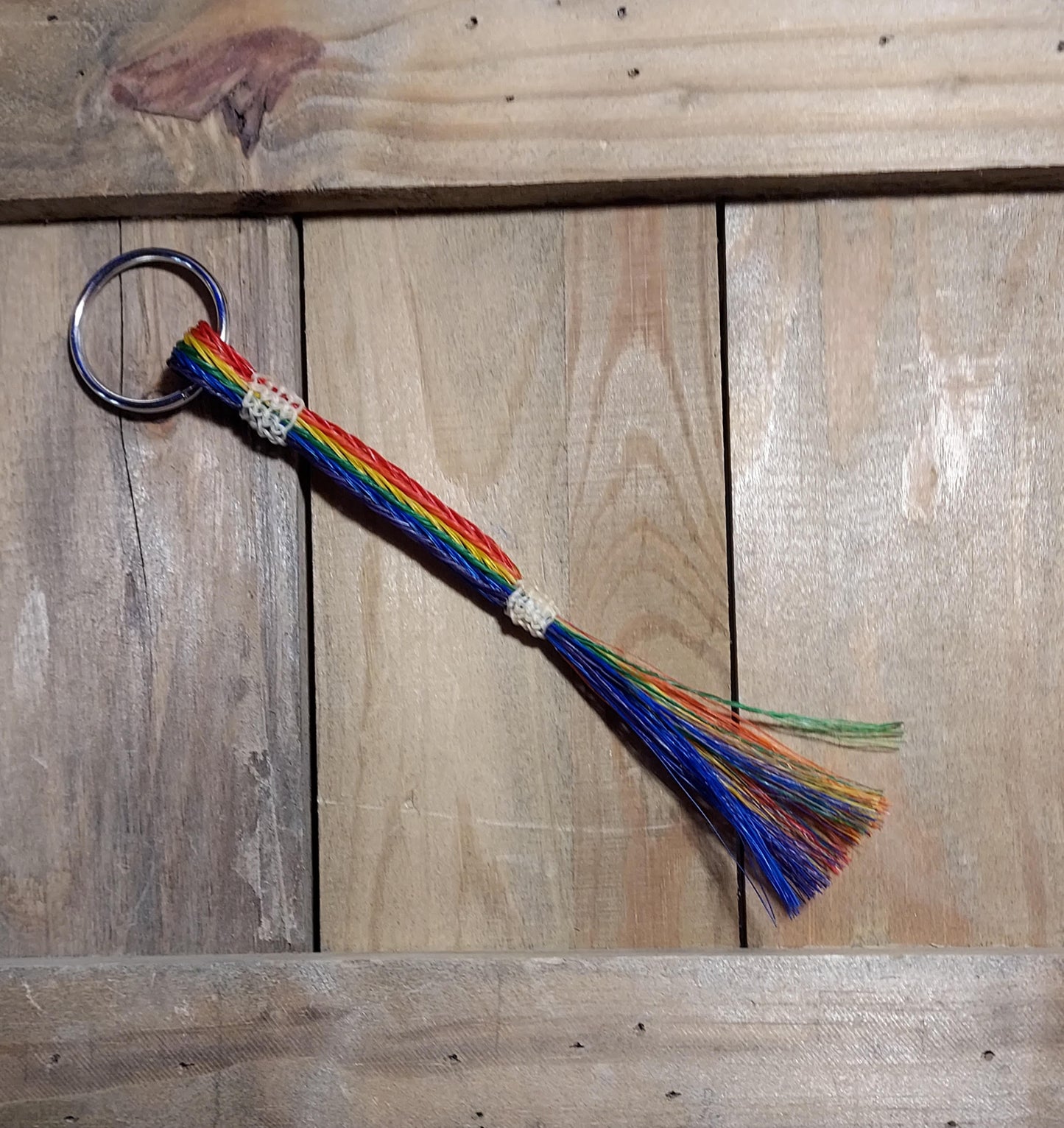 Hand Braided Horsehair Long Wide Keychain