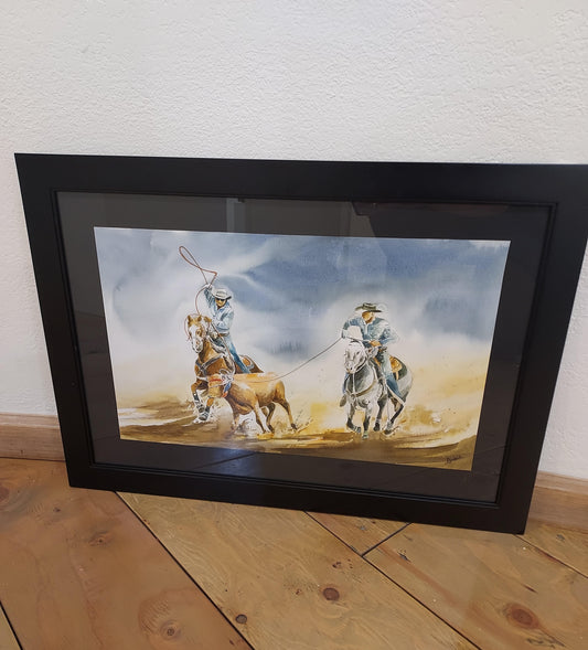 " Calf in a Rope " Original Watercolor Painting