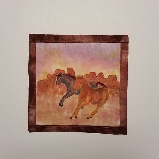 Hand Stitched Two Horses Wall Hanging