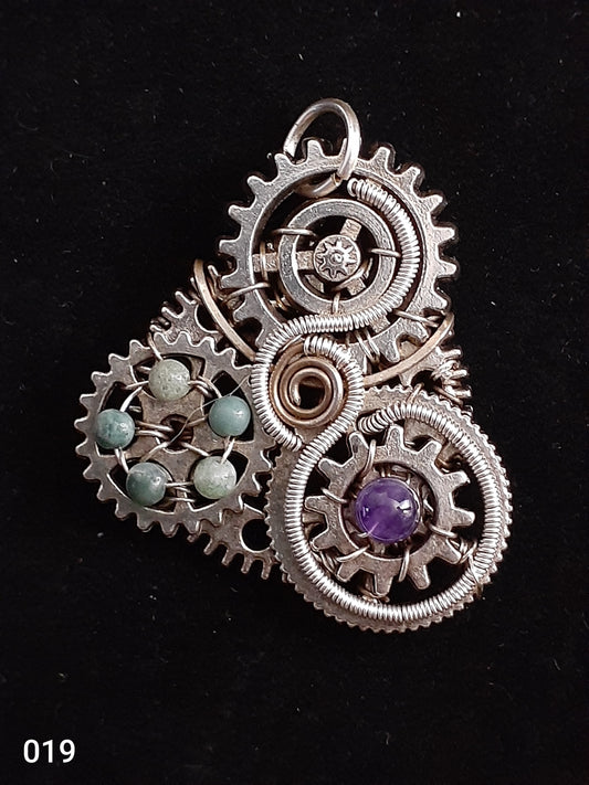 Necklace - Silver Steampunk-gears