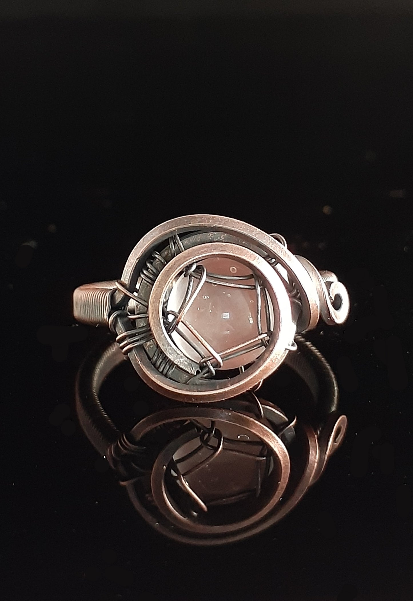 Cherry Quartz Copper Ring