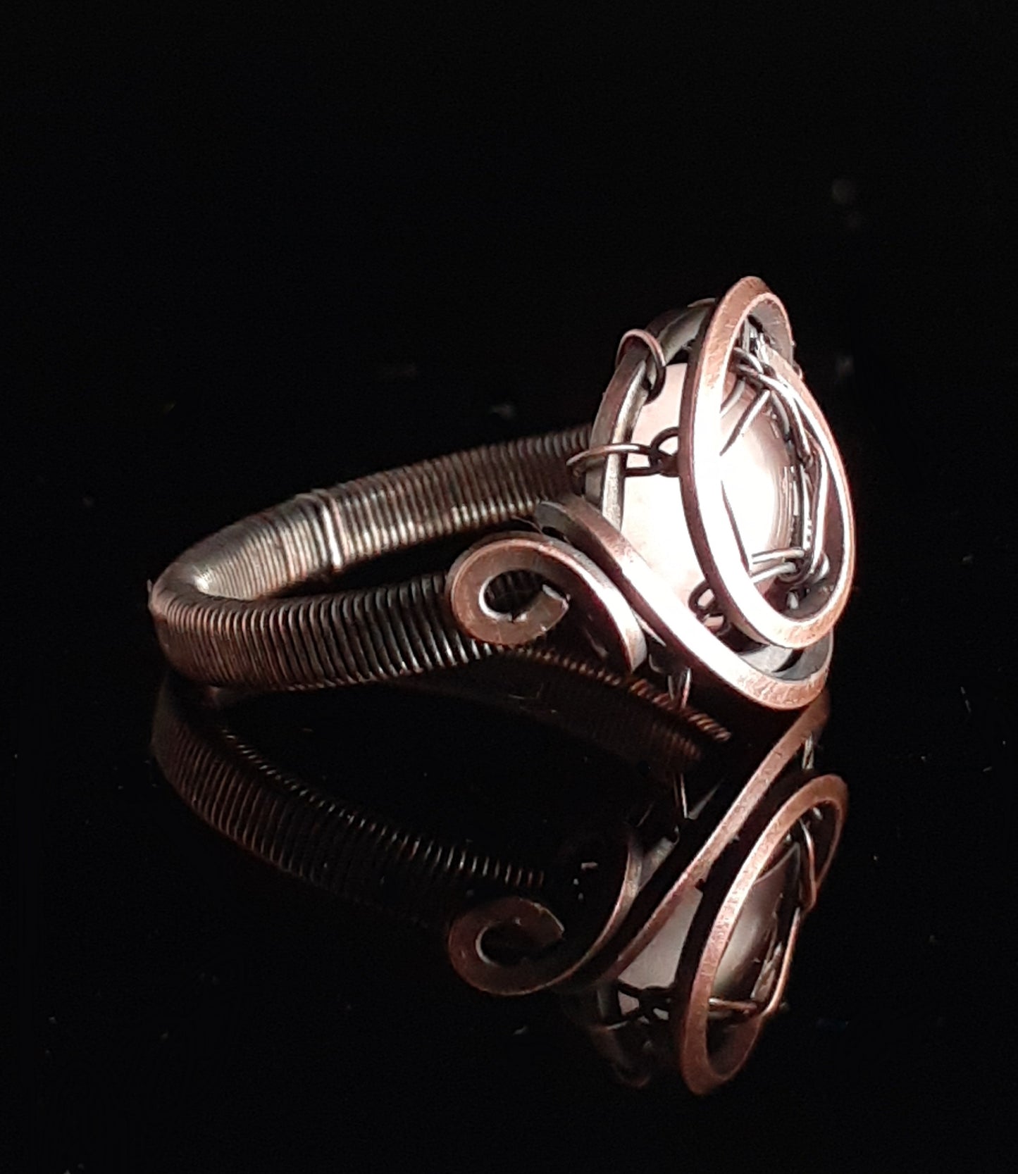 Cherry Quartz Copper Ring