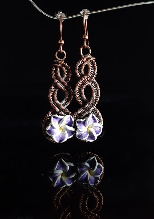 Earrings - Plumeria in Copper