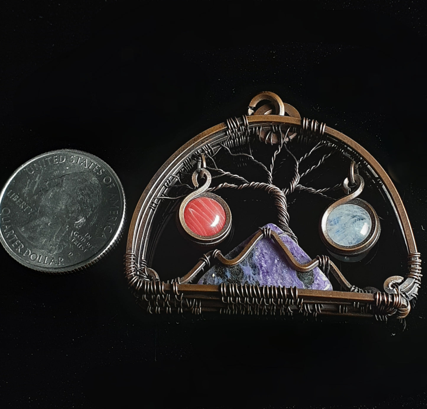 Tree Of Life Mountain Scene Dome Pendent