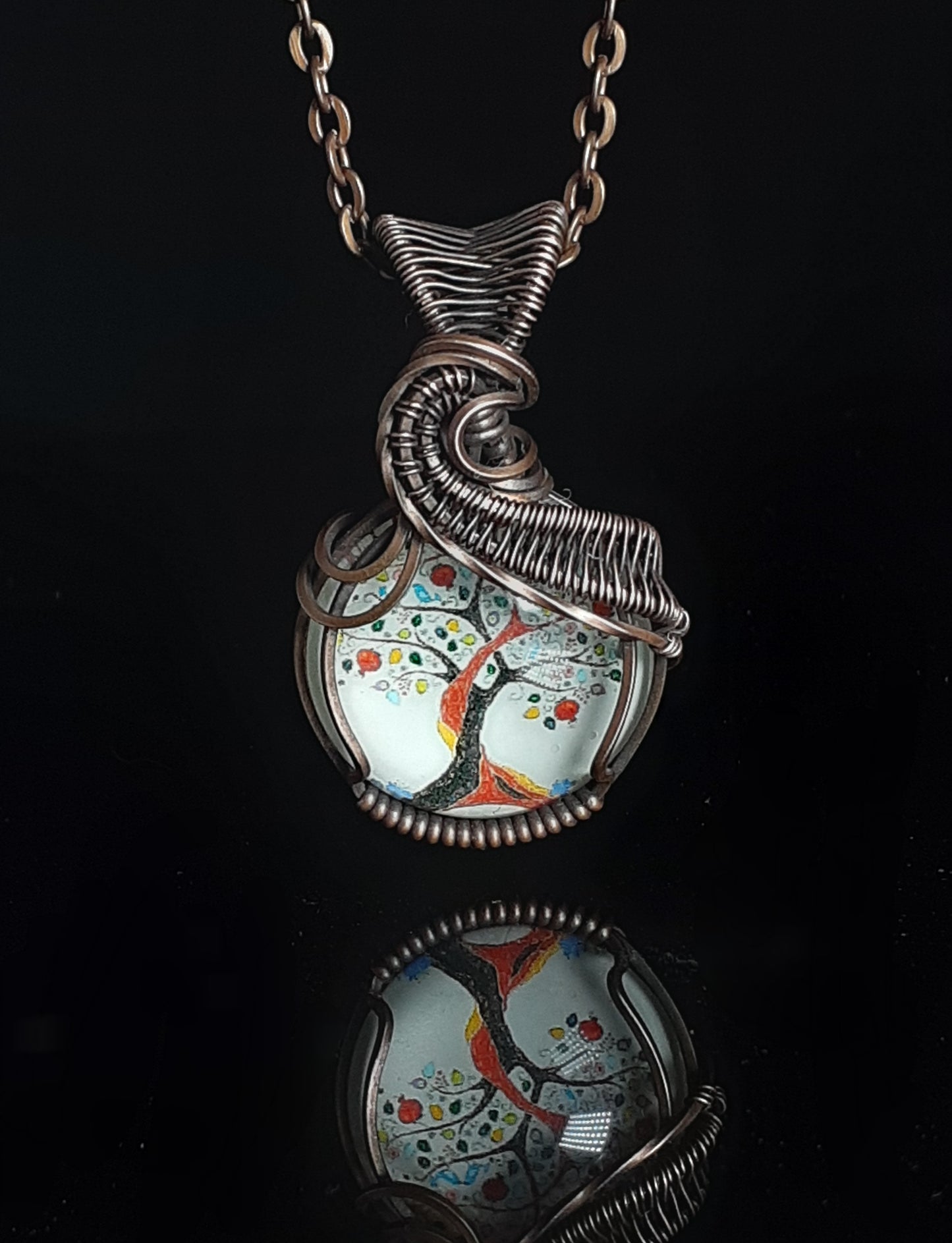 Double Tree of Life Wrapped Wire Pendant