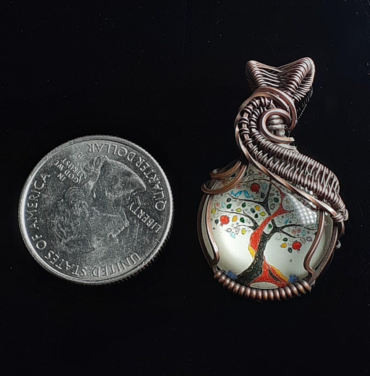 Double Tree of Life Wrapped Wire Pendant