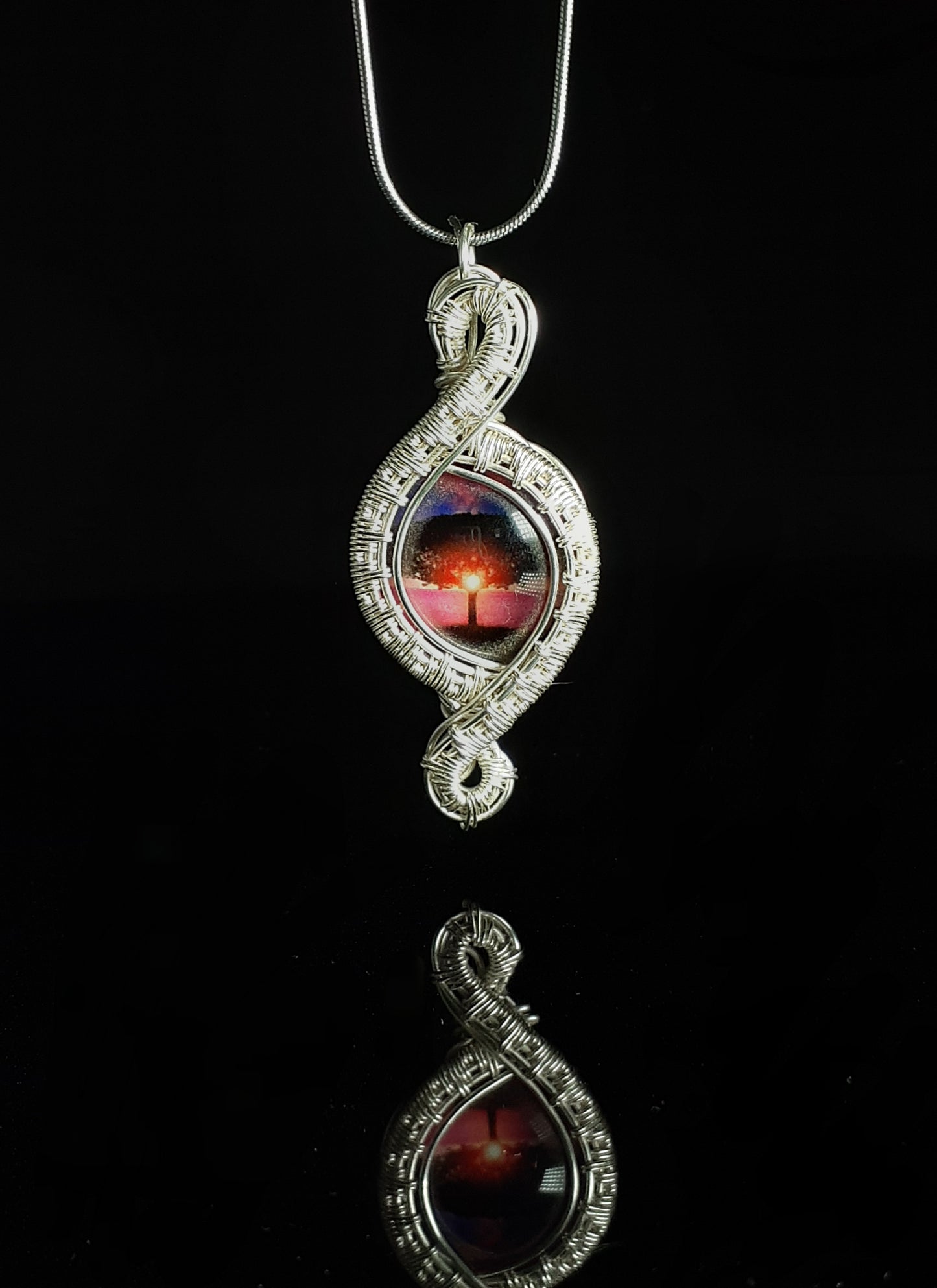 Silver Sunset Tree of Life Pendant