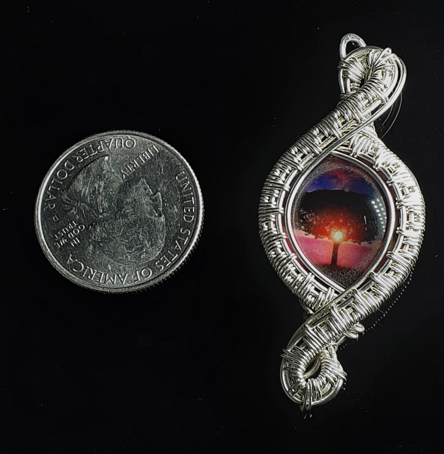 Silver Sunset Tree of Life Pendant