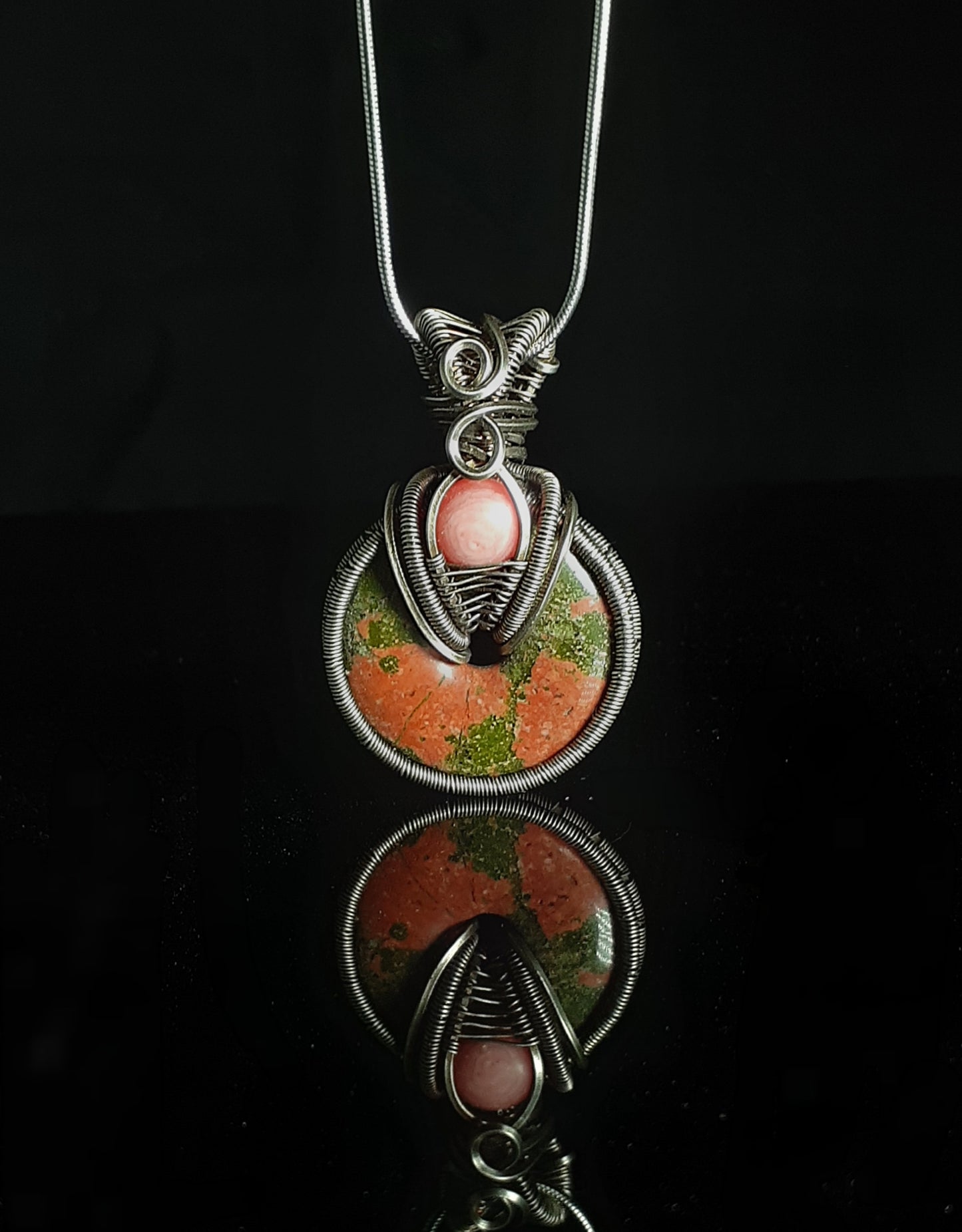 Unakite and Carnelian Pendant