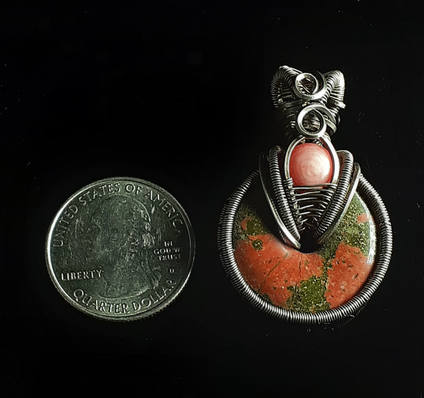 Unakite and Carnelian Pendant