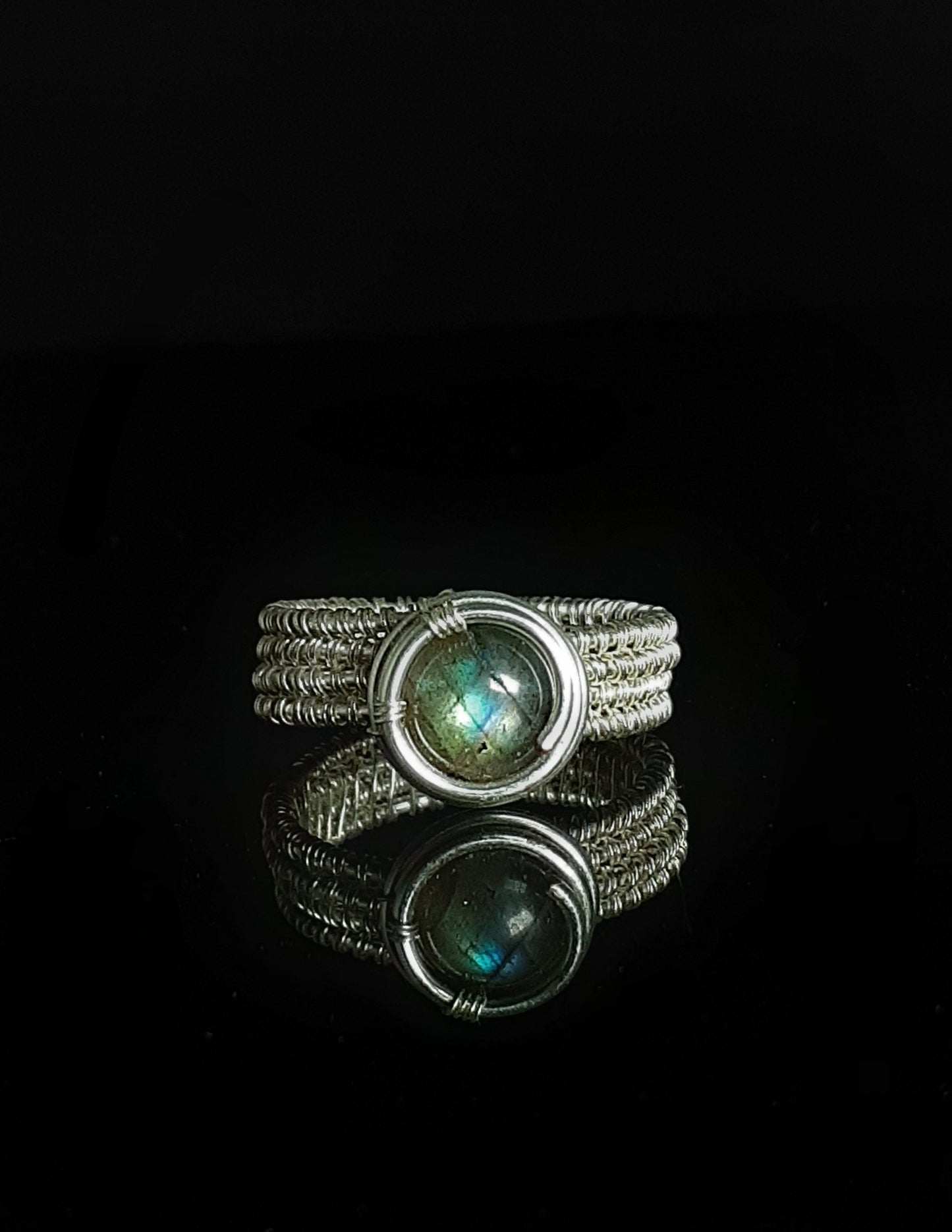 Labradorite Woven Silver Ring
