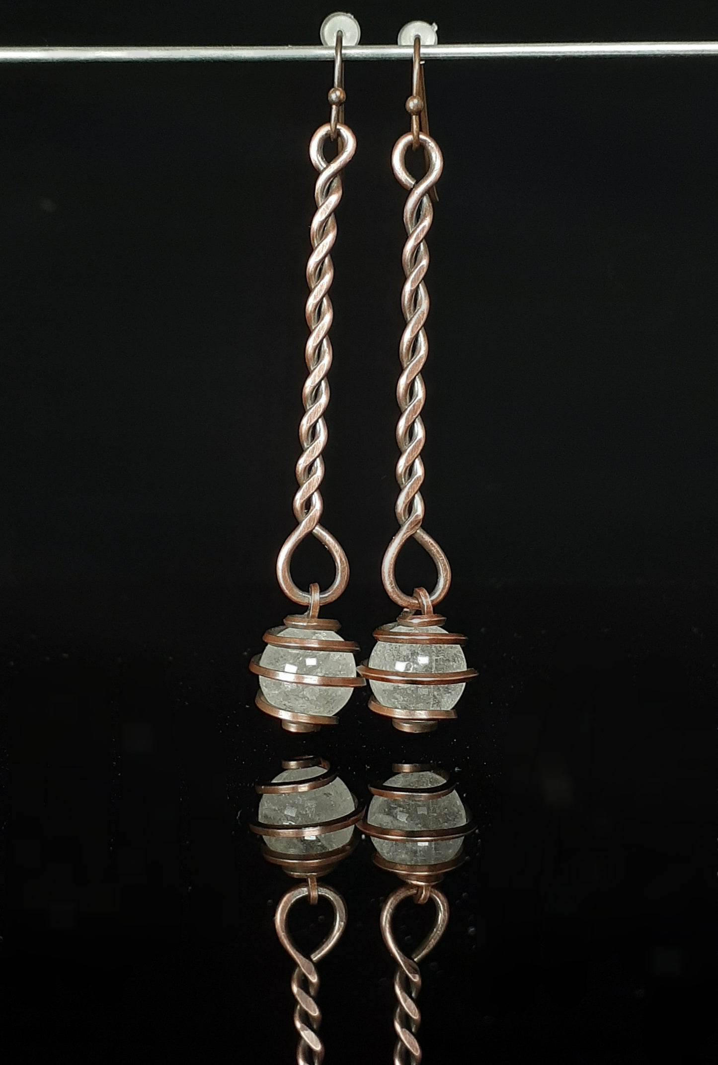 Clear Quartz Sphere Dangle Earrings