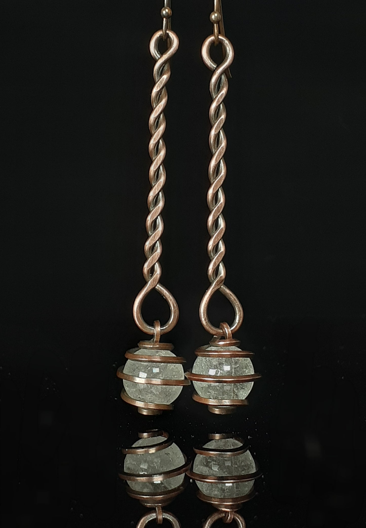 Clear Quartz Sphere Dangle Earrings