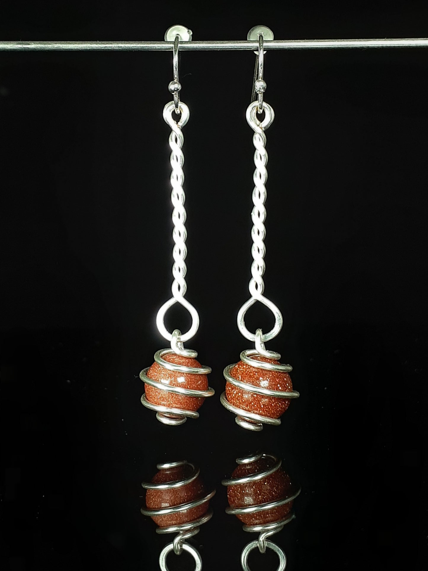Sunstone Sphere Dangle Earrings