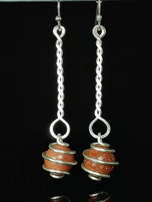 Sunstone Sphere Dangle Earrings