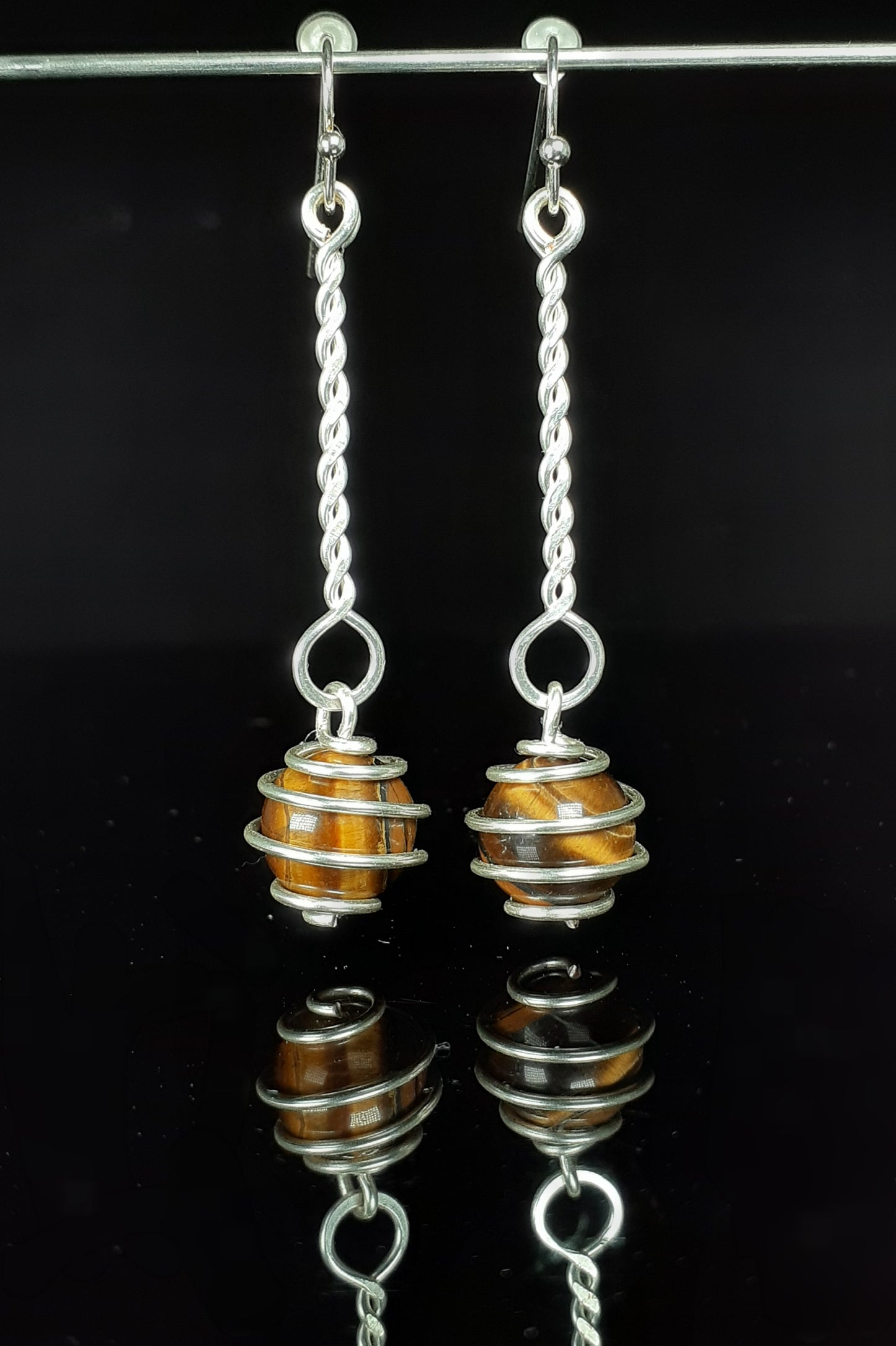 Tiger's Eye Sphere Dangle Earrings