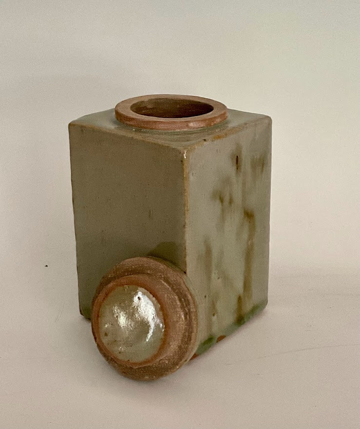 Gray Green Glazed Lidded Jar