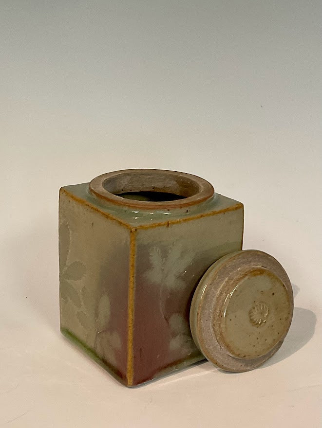 Lidded Jar With Wyoming Leaves Handcrafted Ceramics