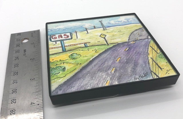 Original hand painted miniature watercolor painting  Framed with a small, affordable frame for wall or table top display  4" long x " high x 1/4" wide