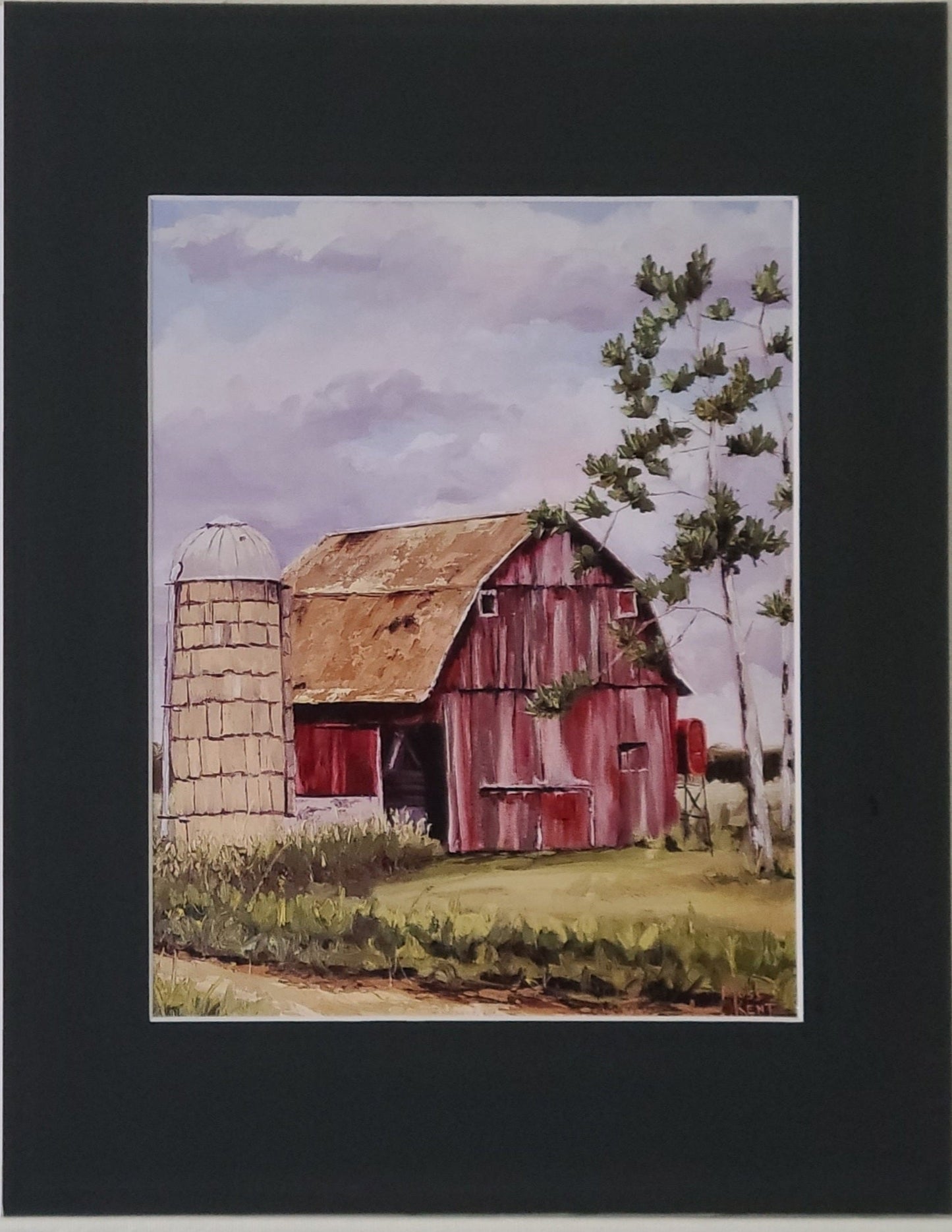 " Spring Barn " Red Barn Matted Print