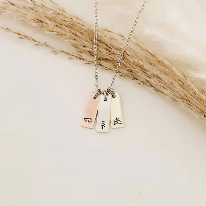 Necklace - Triple Pendant Bison Tree Mountain