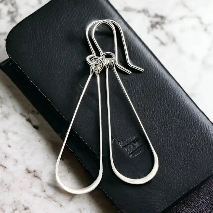 Earrings- Silver Long Hoops