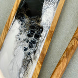Olive Wood with Black and White Resin Spoon Rest Kitchen Helper