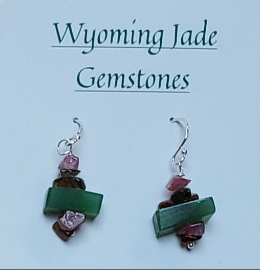 Wyoming Apple Green Jade and Tourmaline Earrings