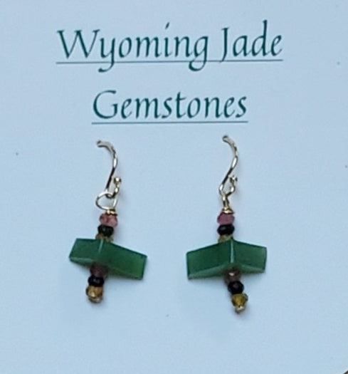 Wyoming Apple Green Jade and Tourmaline Earrings