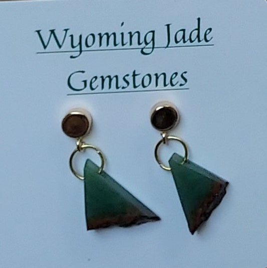 Live Edge Wyoming Apple Green Jade Triangle Earrings