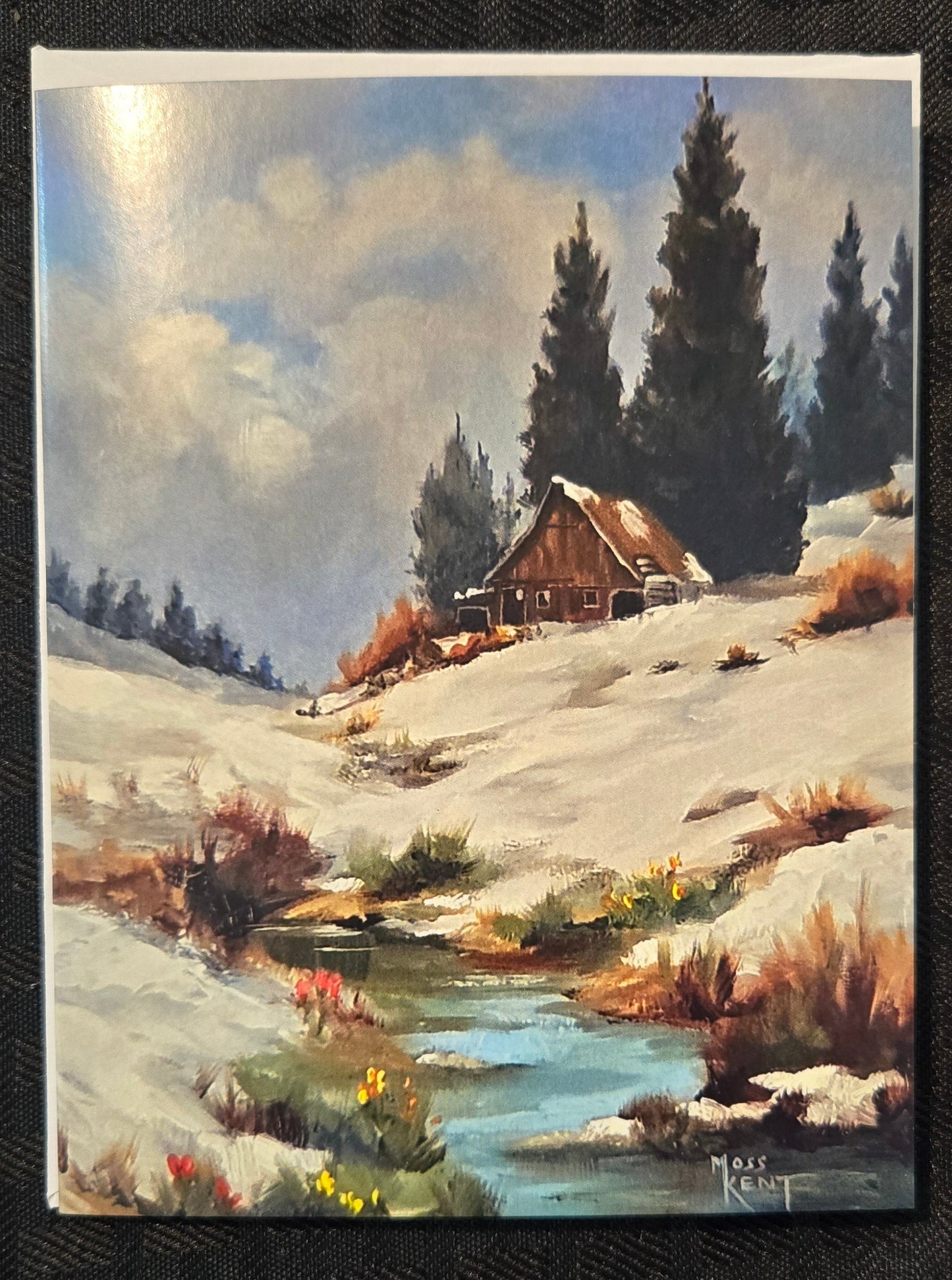 Greeting Card- Snowy Barn and Creek