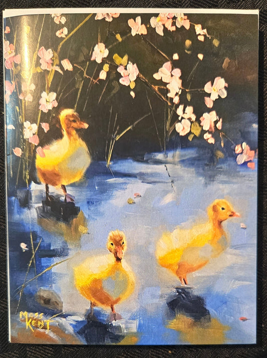 Greeting Card- Ducklings In Pond