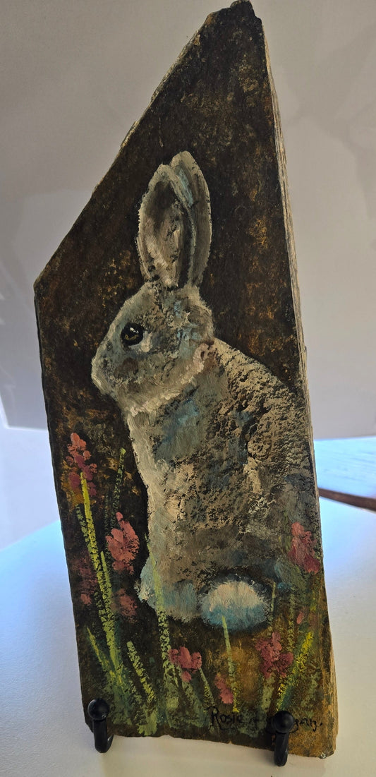 Original Oil Painting On Slate- "Bonny Bunny"