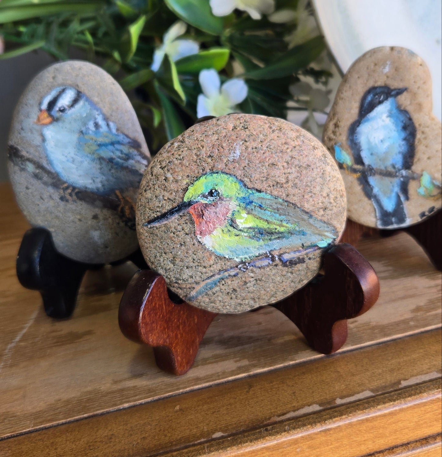 Original Oil Painting- Bird Painting On Rock