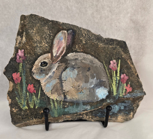 Original Oil Painting On Slate- "Baby Bunny"