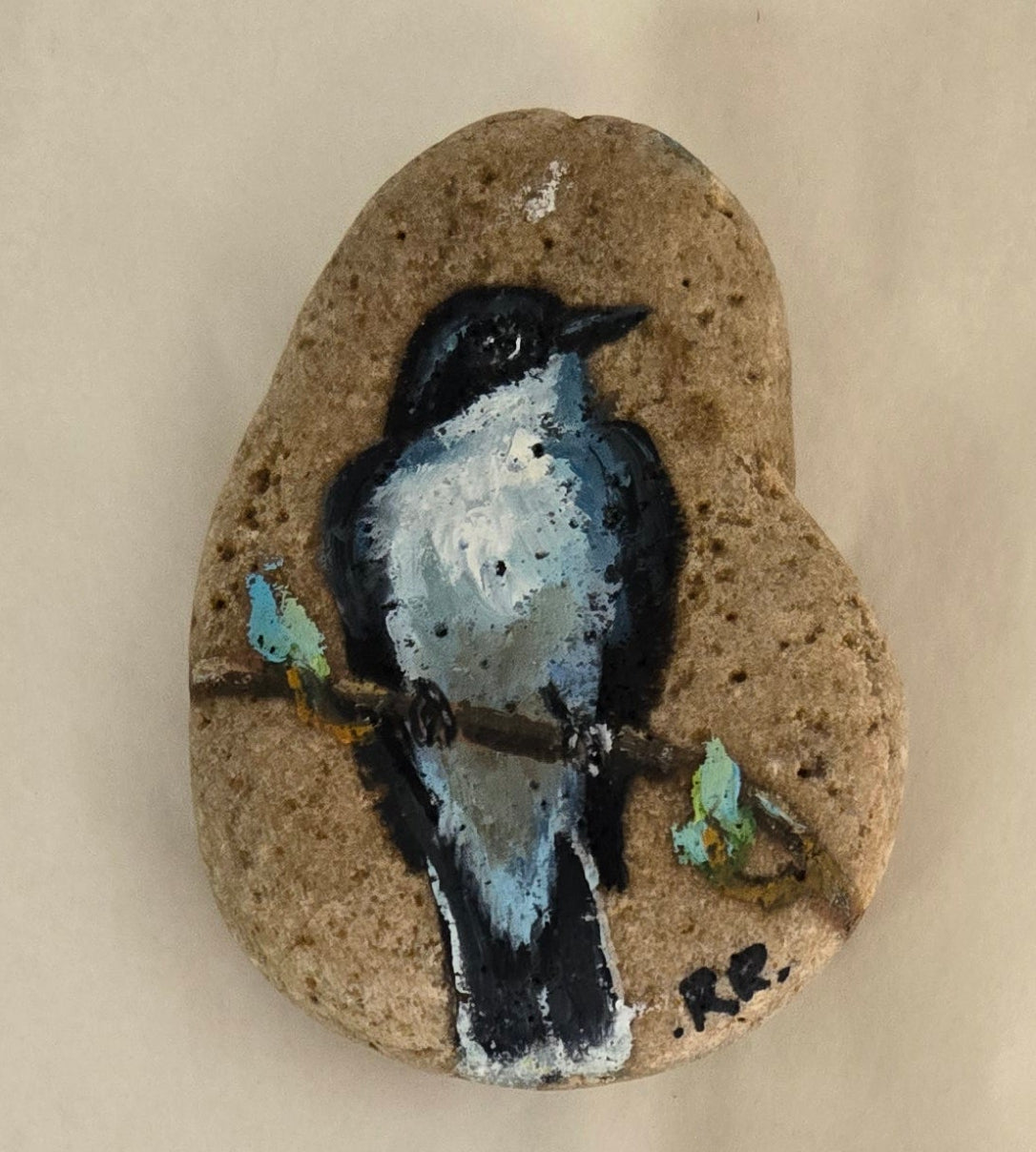 Original Oil Painting- Bird Painting On Rock
