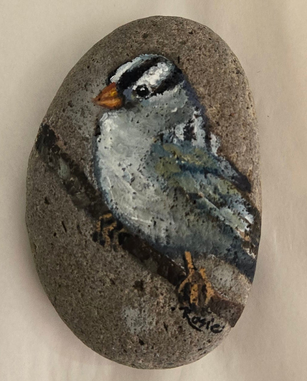 Original Oil Painting- Bird Painting On Rock