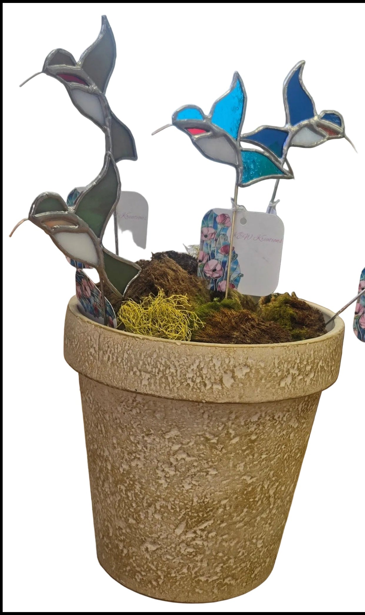 Stained Glass Plant Buddy- Hummingbird