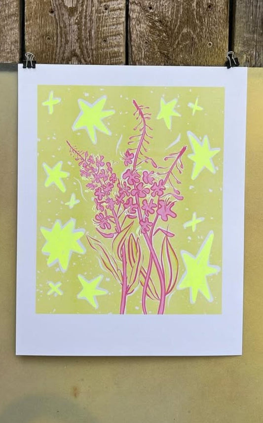 Risograph Print- Fireweed Flower
