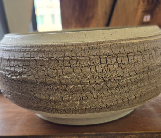 Pottery Planter- Brown- Crackled Texture