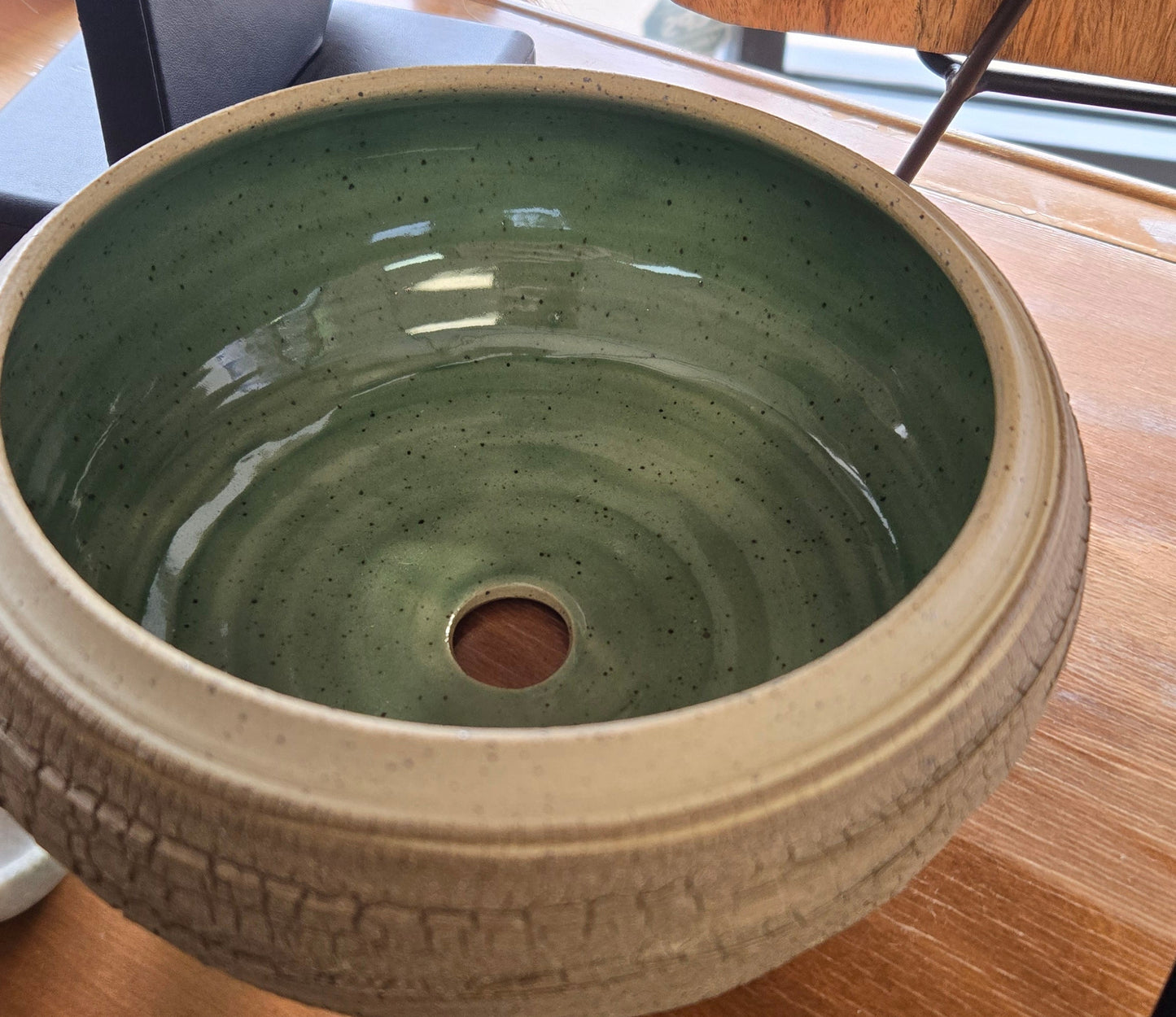Pottery Planter- Brown- Crackled Texture