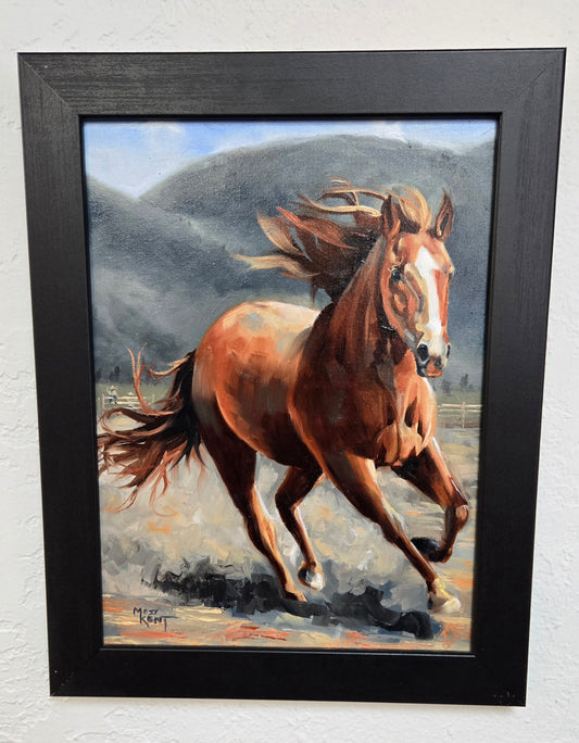 Original Framed Oil Painting- "Like the Wind" Horse