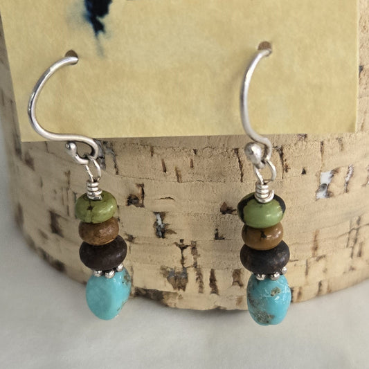 Earrings- Turquoise With Browns Ombre