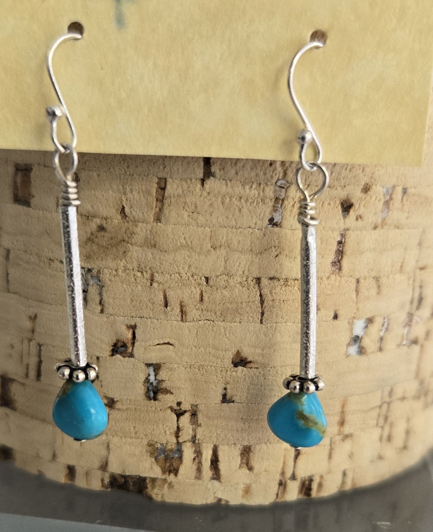 Earrings- Turquoise With Sterling Silver Tube Bead