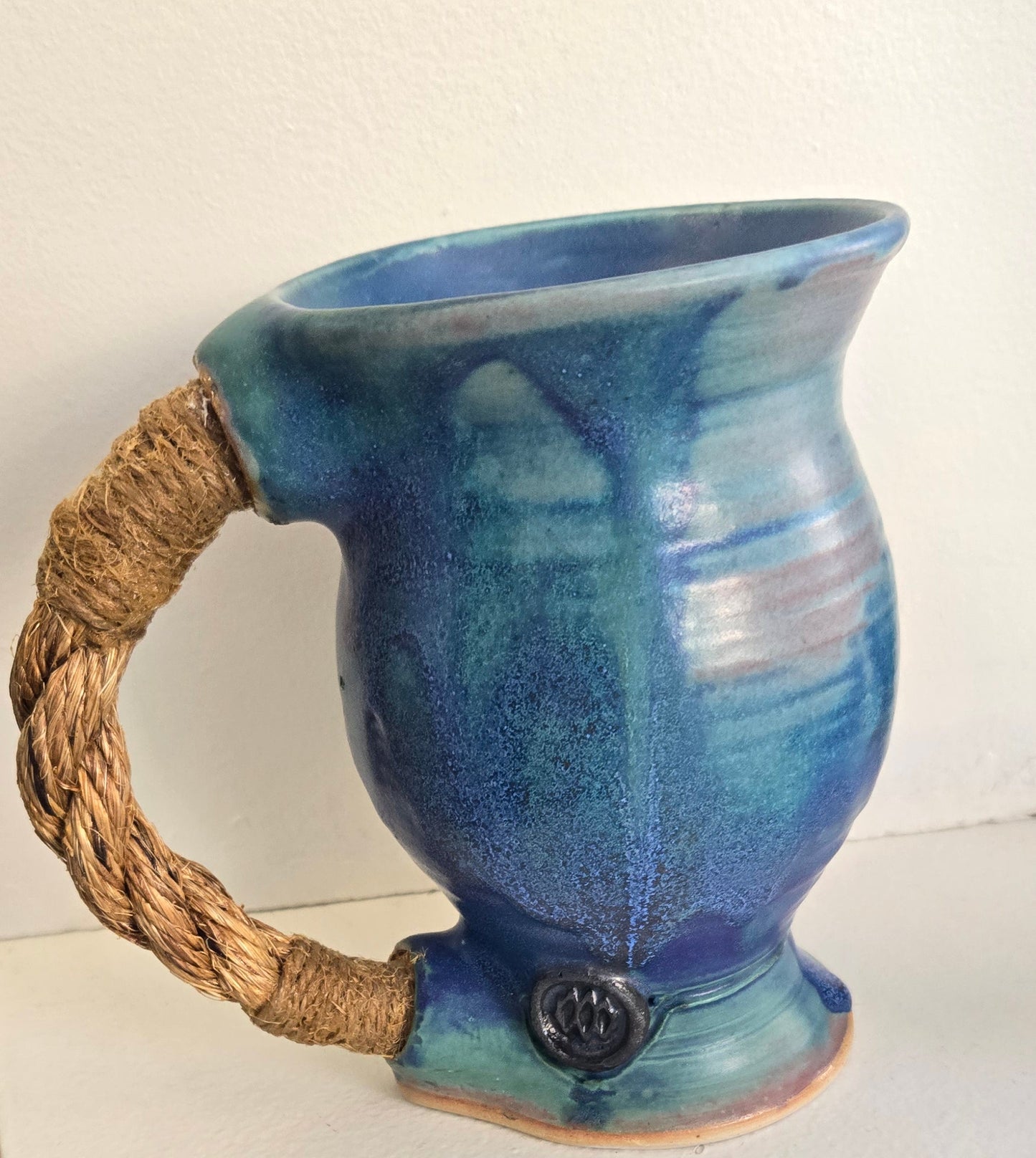Mug- Large Rope Handle - Blue/Green