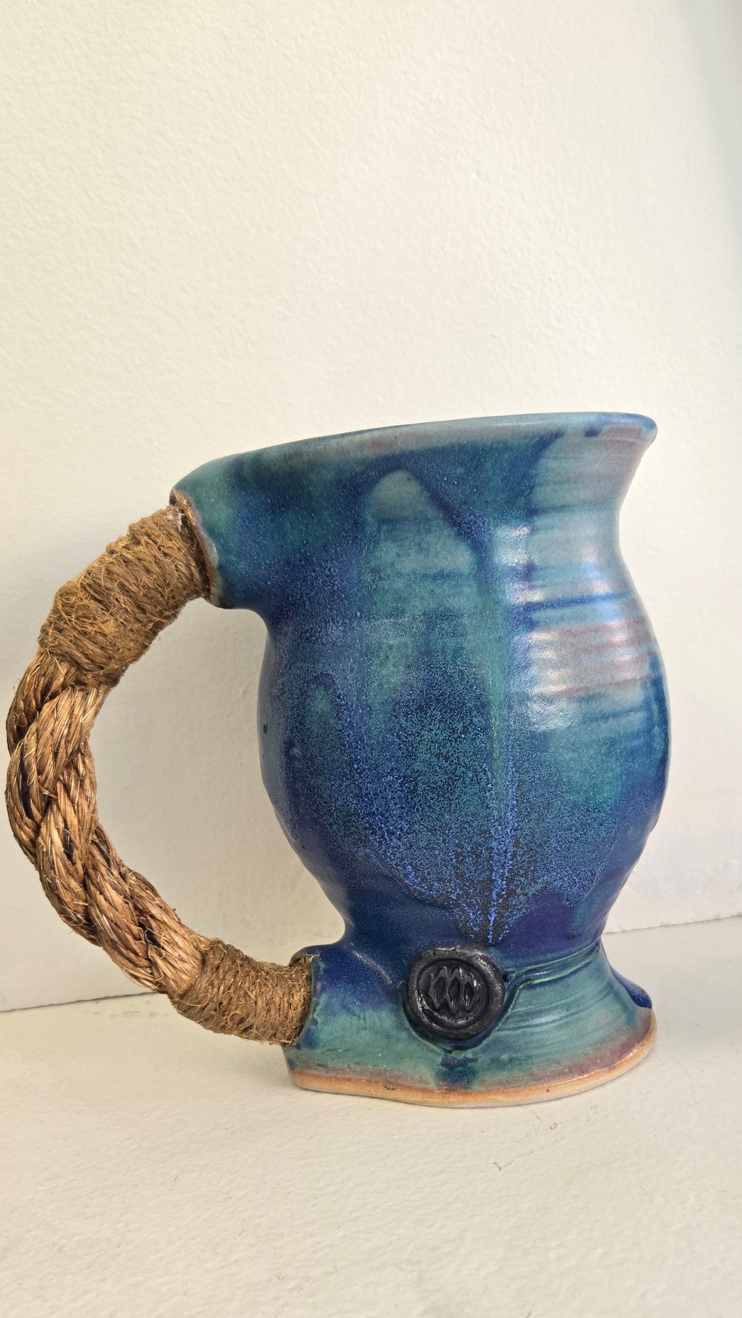 Mug- Large Rope Handle - Blue/Green